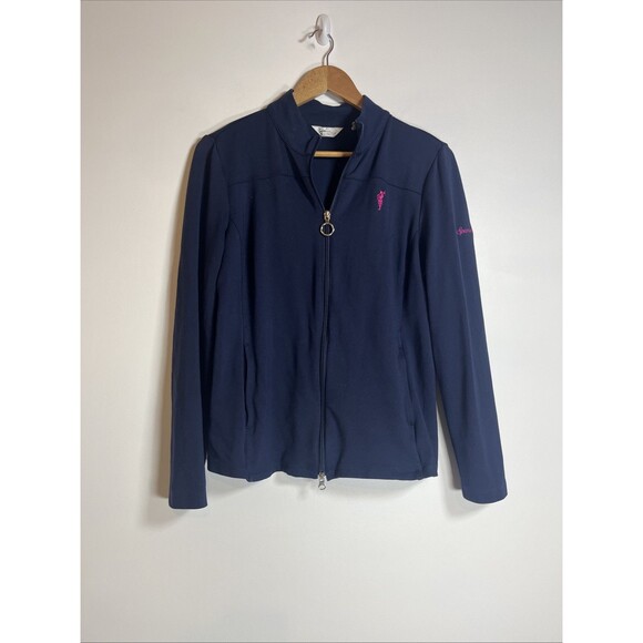 Greg Norman Jacket Women's Medium Navy Zip Up Bagpipe Embroidery - Picture 1 of 6